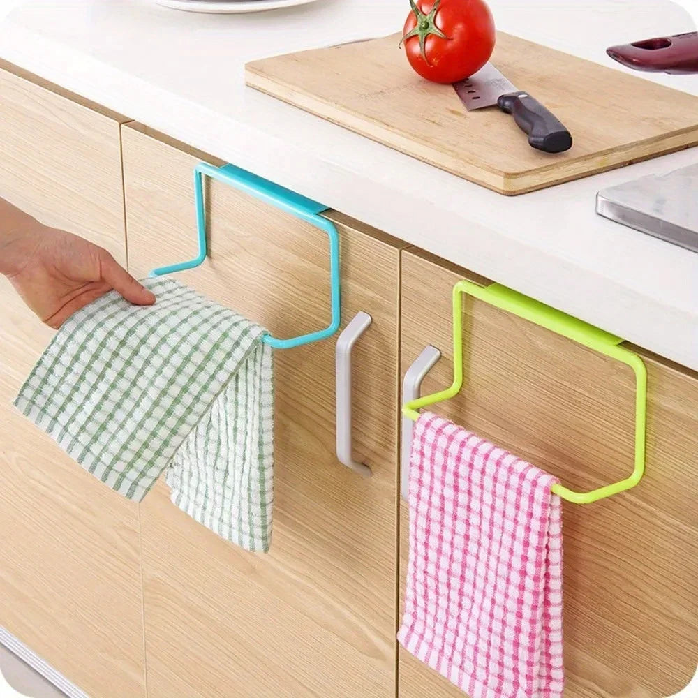 1 Plastic Hanging Storage Rack Towel Rack, Multifunctional Cabinet Door Back Storage Rack, Kitchen Storage Supplies