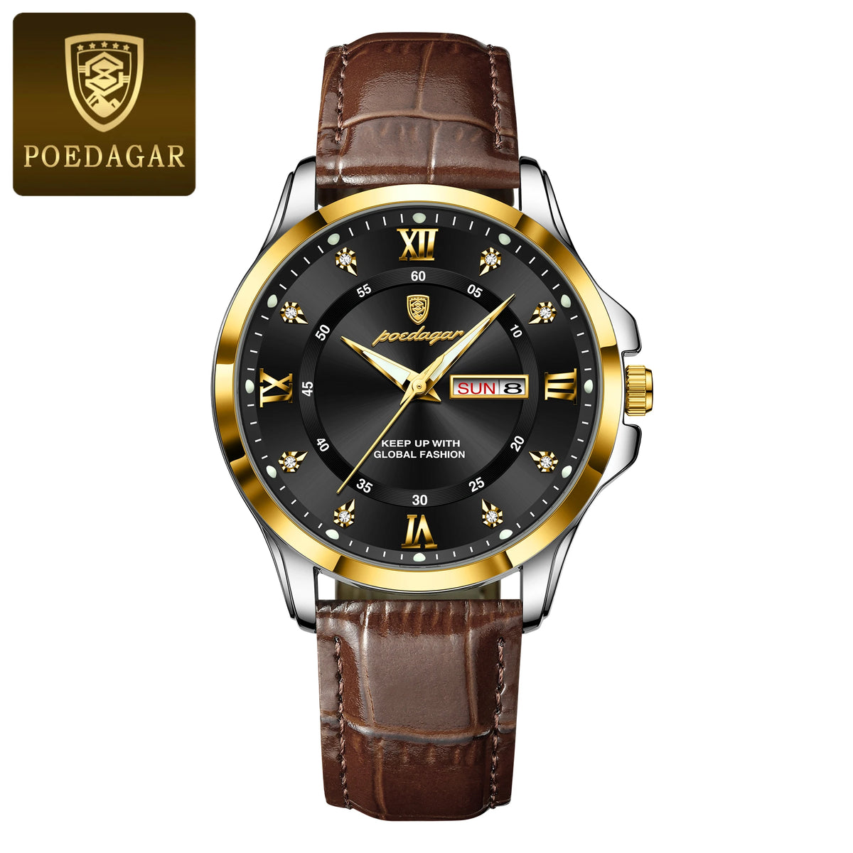 Fashion Man Watch Waterproof Luminous Date Week Business Men Watch High Quality Leather Men'S Quartz Wristwatches Reloj