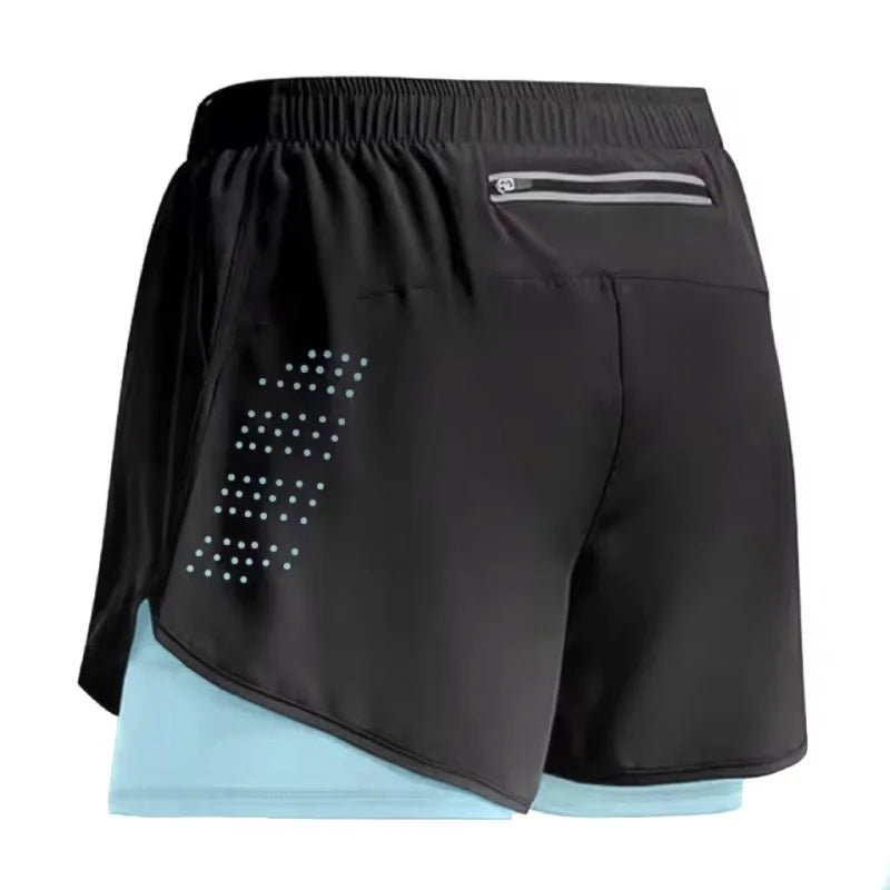 NEW Sport Shorts Men Sportswear 2 in 1 Short Pants Double-Deck Beach Bottoms Summer Gym Fitness Training Jogging Running Shorts