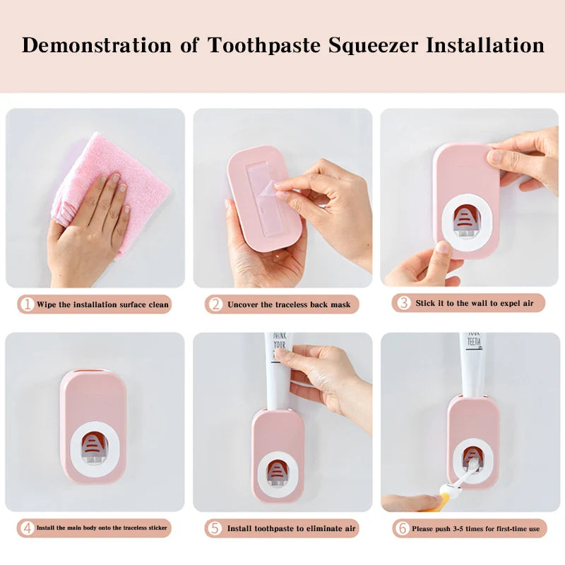 New Toothpaste Squeezer Wall-Mounted Toothpaste Holder Home Bathroom No Punching Required Rack Automatic Toothpaste Dispenser