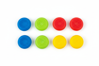 8 piece thumb grip set flat lay assorted colors